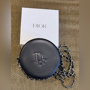 GWP Dior Beauty Black Leather Round Cosmetic Crossbody Bag